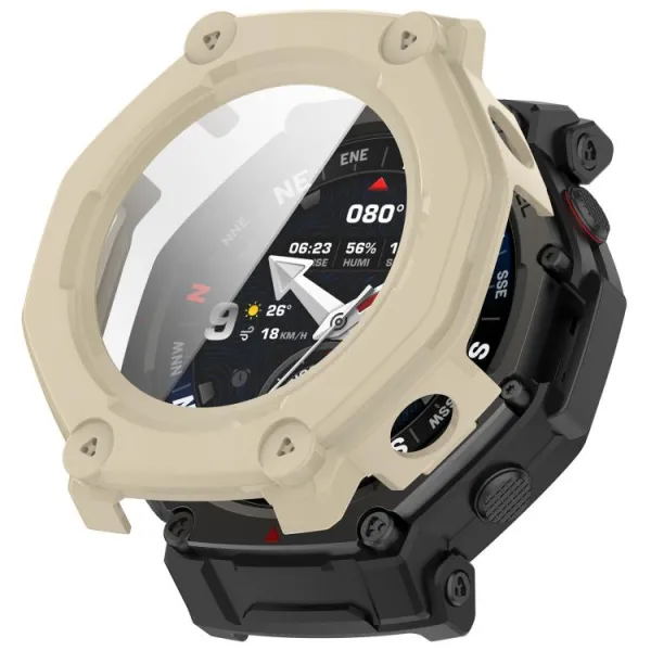 PC FULL COVER Plastový kryt so sklom pre Amazfit T-Rex 3 Pro 48mm IVORY