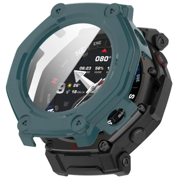 PC FULL COVER Plastový kryt so sklom pre Amazfit T-Rex 3 Pro 48mm zelený