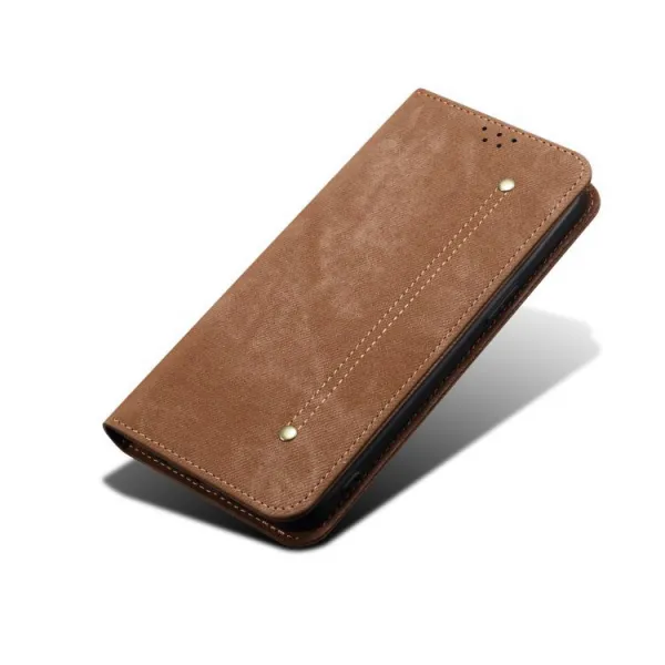 DENIM Peňaženkový kryt pre Xiaomi 15 Ultra svetlohnedý