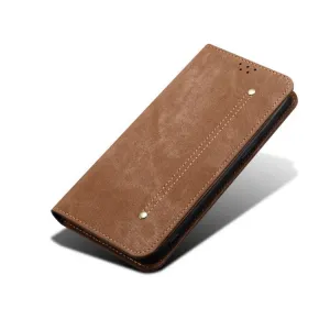 DENIM Peňaženkový kryt pre Xiaomi 15 Ultra svetlohnedý