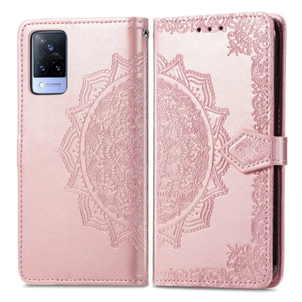 ART Peňaženkový kryt Vivo V21 5G ORNAMENT ružový