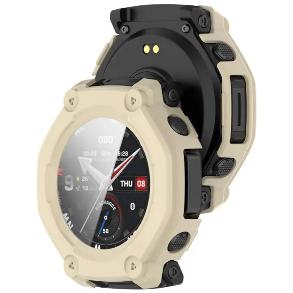 PC FULL COVER Plastový kryt so sklom pre Amazfit T-Rex 3 Pro 48mm IVORY