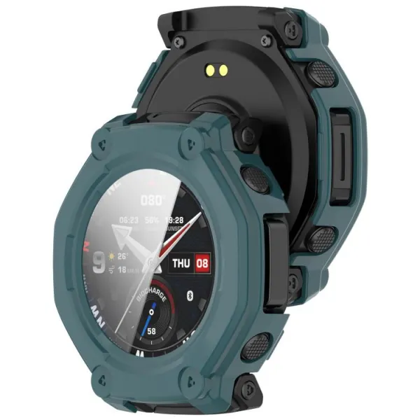 PC FULL COVER Plastový kryt so sklom pre Amazfit T-Rex 3 Pro 48mm zelený