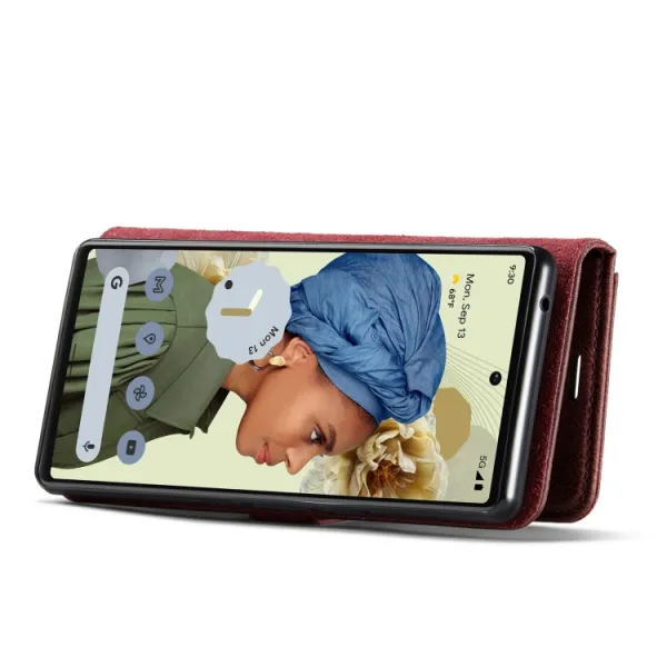 DG.MING Peňaženkový obal 2v1 Google Pixel 6 Pro červený
