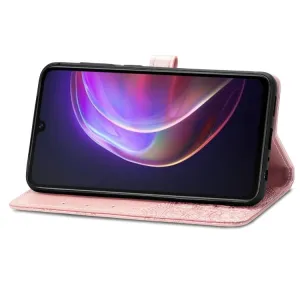 ART Peňaženkový kryt Vivo V21 5G ORNAMENT ružový