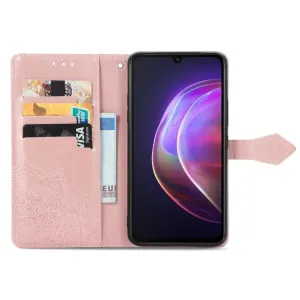ART Peňaženkový kryt Vivo V21 5G ORNAMENT ružový
