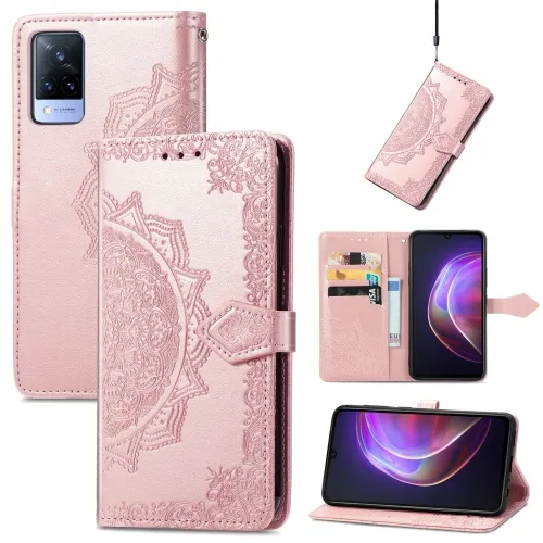 ART Peňaženkový kryt Vivo V21 5G ORNAMENT ružový
