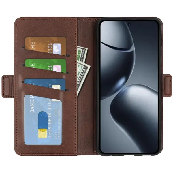 SIDE Peňaženkové puzdro pre Xiaomi 15T Pro tmavohnedé