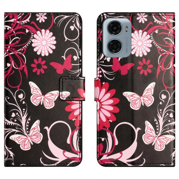 ART Peňaženkový kryt pre Motorola Moto G06 / G06 Power FLOWER BUTTERFLY