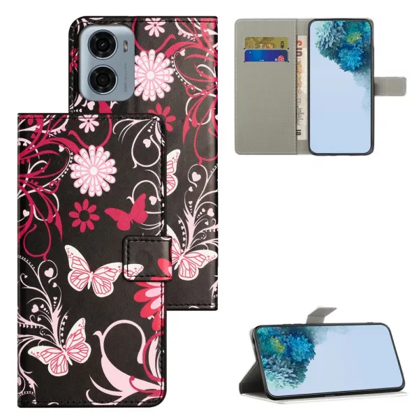 ART Peňaženkový kryt pre Motorola Moto G06 / G06 Power FLOWER BUTTERFLY
