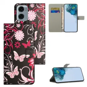 ART Peňaženkový kryt pre Motorola Moto G06 / G06 Power FLOWER BUTTERFLY