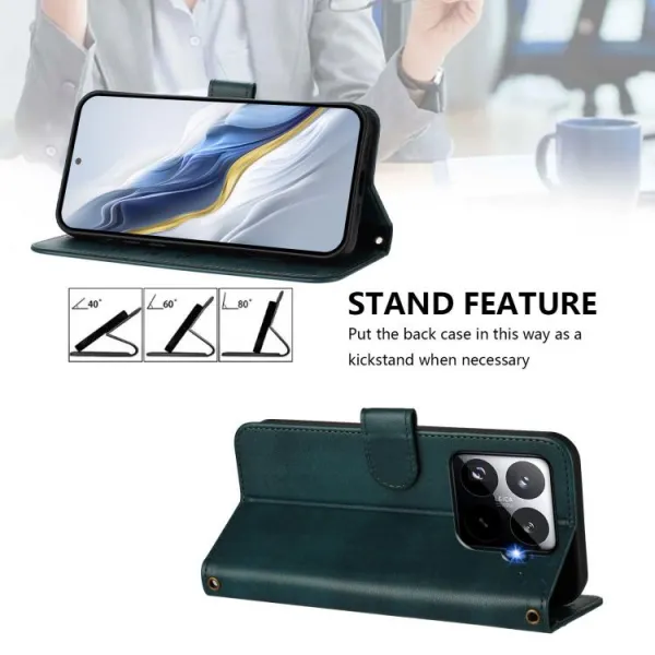 LINEAR Peňaženkový obal pre Xiaomi 15T Pro tmavozelený