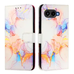 ART MARBLE Peňaženkový kryt pre T Phone 3 WHITE ORANGE