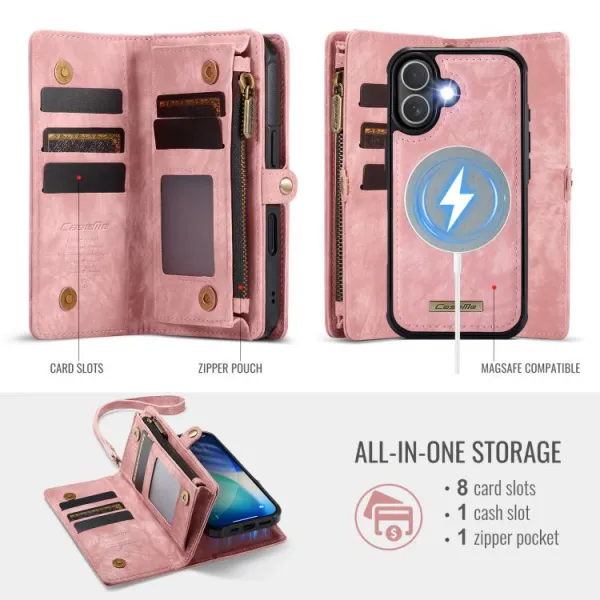 WALLET Ochranný kryt s peňaženkou 2v1 pre Apple iPhone 17 ružový