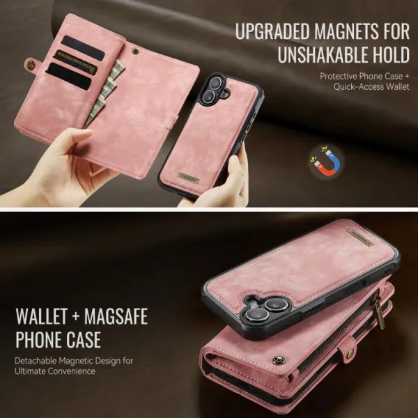 WALLET Ochranný kryt s peňaženkou 2v1 pre Apple iPhone 17 ružový