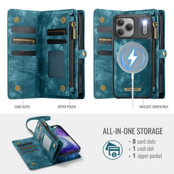 WALLET Ochranný kryt s peňaženkou 2v1 pre Apple iPhone 17 Pro Max modrý