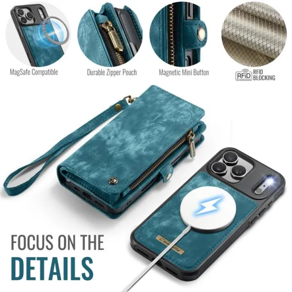 WALLET Ochranný kryt s peňaženkou 2v1 pre Apple iPhone 17 Pro Max modrý
