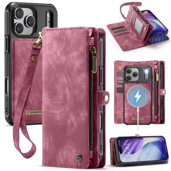 WALLET Ochranný kryt s peňaženkou 2v1 pre Apple iPhone 17 Pro Max červený