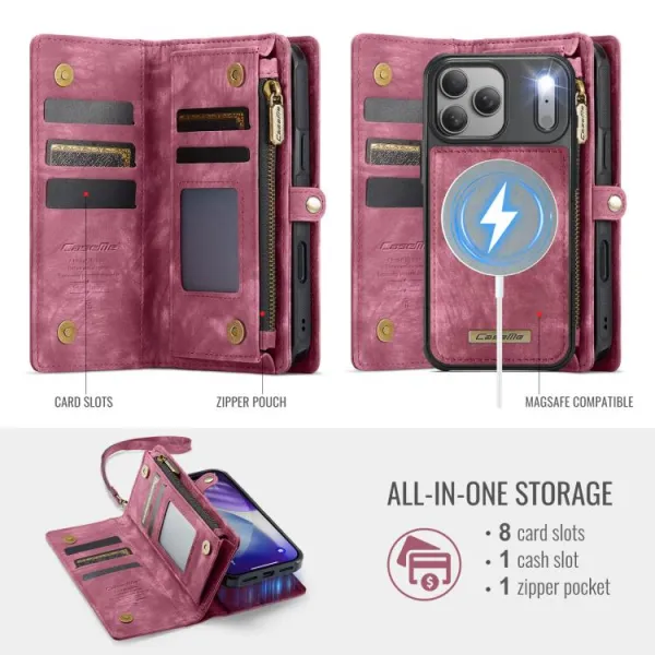 WALLET Ochranný kryt s peňaženkou 2v1 pre Apple iPhone 17 Pro Max červený