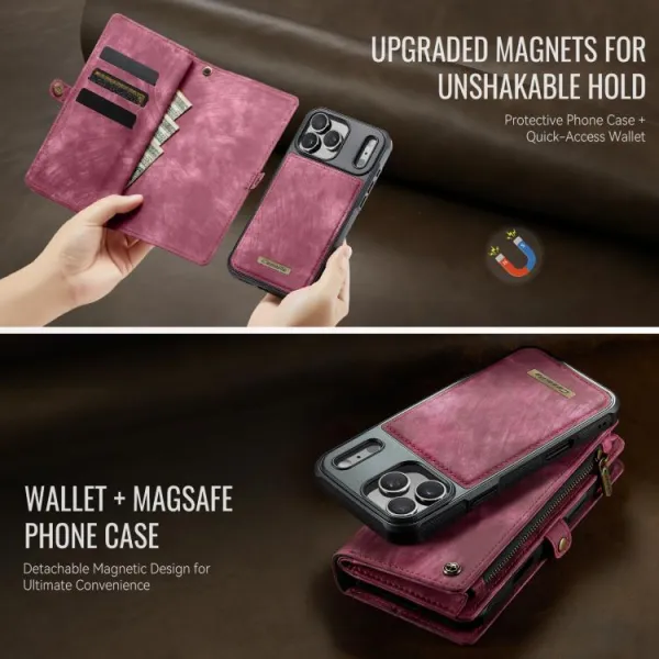WALLET Ochranný kryt s peňaženkou 2v1 pre Apple iPhone 17 Pro Max červený