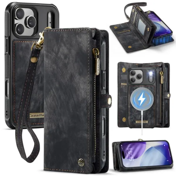 WALLET Ochranný kryt s peňaženkou 2v1 pre Apple iPhone 17 Pro čierny