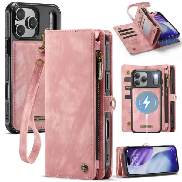 WALLET Ochranný kryt s peňaženkou 2v1 pre Apple iPhone 17 Pro ružový