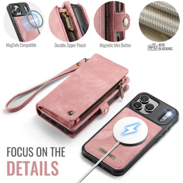 WALLET Ochranný kryt s peňaženkou 2v1 pre Apple iPhone 17 Pro ružový