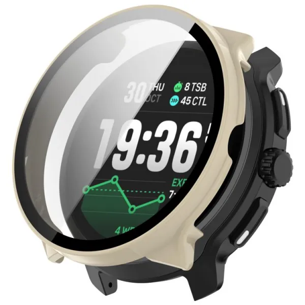 PC FULL COVER Plastový kryt so sklom pre Suunto Race 2 IVORY