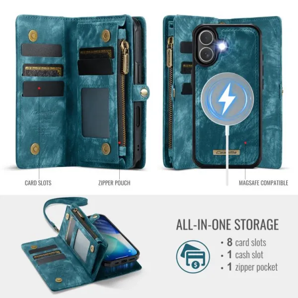 WALLET Ochranný kryt s peňaženkou 2v1 pre Apple iPhone 17 modrý