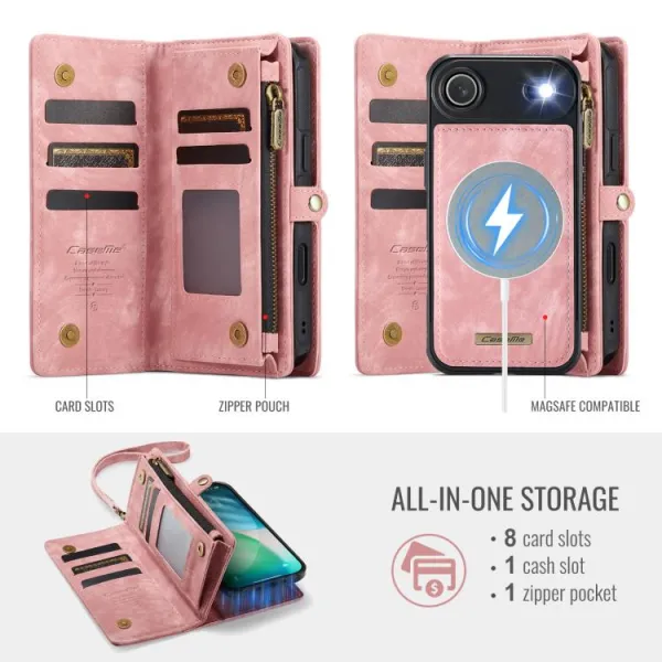 WALLET Ochranný kryt s peňaženkou 2v1 pre Apple iPhone Air ružový