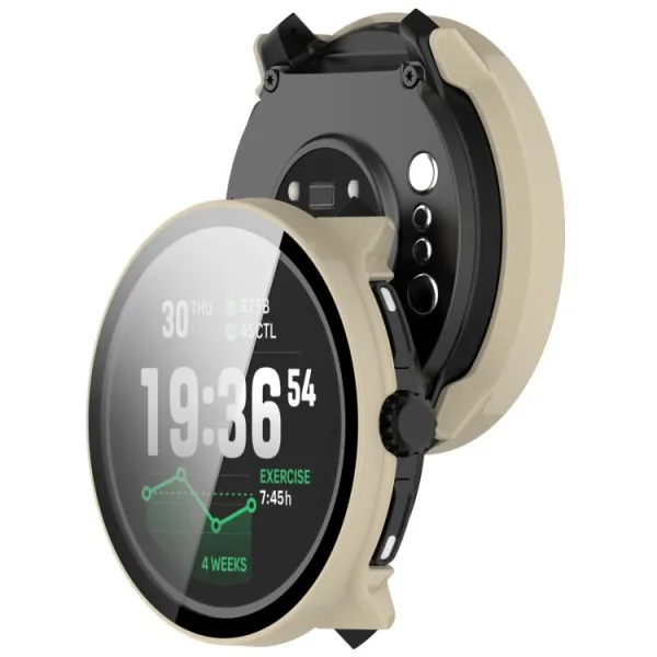PC FULL COVER Plastový kryt so sklom pre Suunto Race 2 IVORY