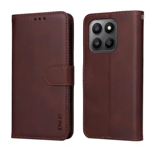 ENKAY PREMIUM SET Peňaženkové puzdro a ochranné sklo Honor 400 Smart 5G / Honor X7d hnedé