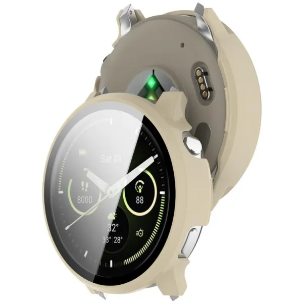 PC FULL COVER Plastový kryt so sklom pre Garmin Venu 4 45mm IVORY