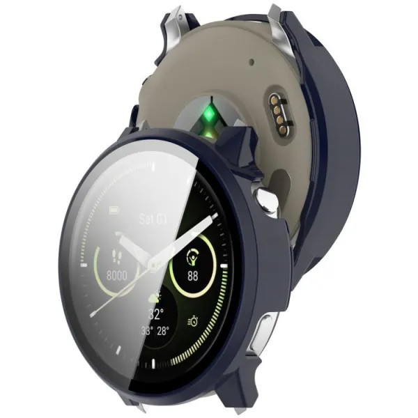 PC FULL COVER Plastový kryt so sklom pre Garmin Venu 4 41mm modrý