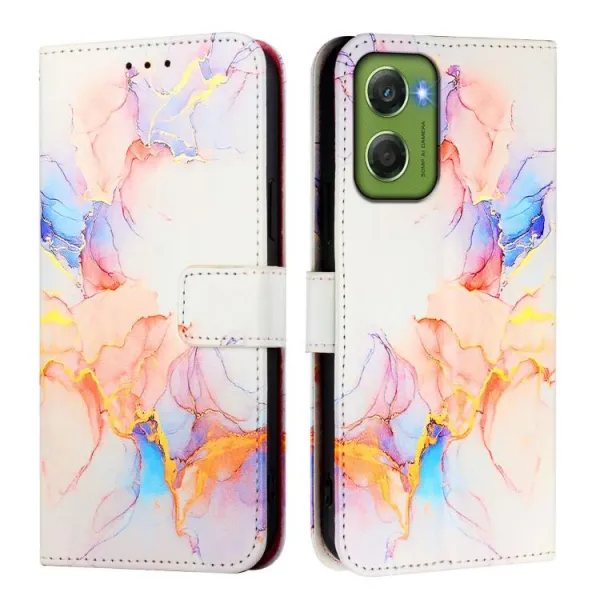 ART MARBLE Peňaženkový kryt pre Motorola Moto G06 / G06 Power WHITE ORANGE