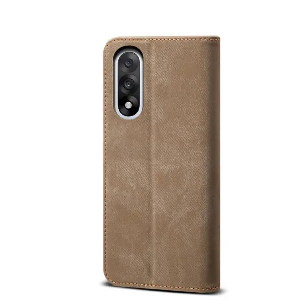 DENIM Peňaženkový kryt pre OnePlus Nord 5 5G šedohnedý