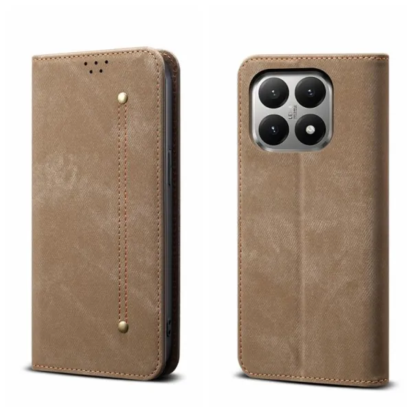 DENIM Peňaženkový kryt pre Xiaomi 15T šedohnedý