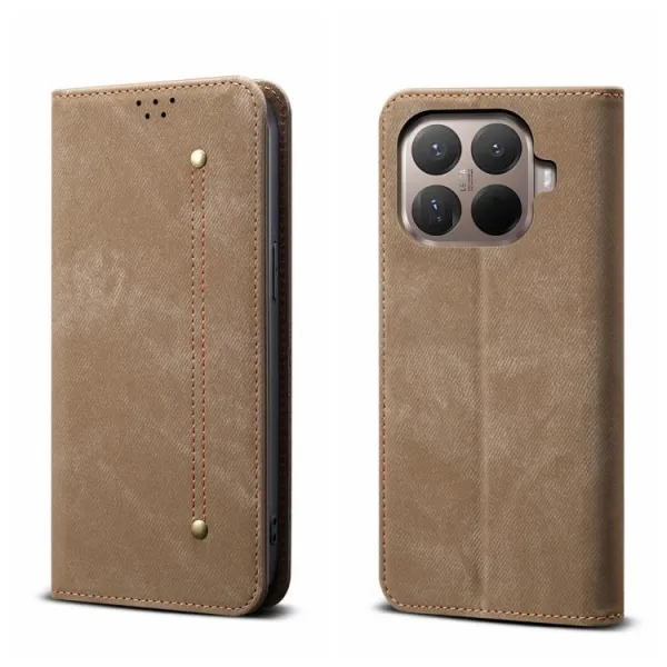 DENIM Peňaženkový kryt pre Xiaomi 15T Pro šedohnedý