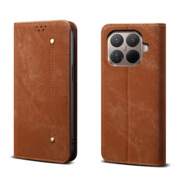 DENIM Peňaženkový kryt pre Xiaomi 15T Pro hnedý