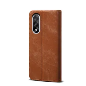 DENIM Peňaženkový kryt pre OnePlus Nord 5 5G hnedý