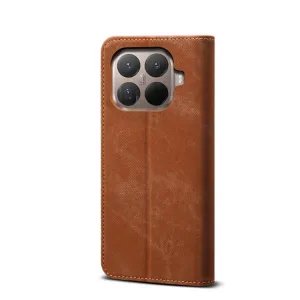 DENIM Peňaženkový kryt pre Xiaomi 15T Pro hnedý