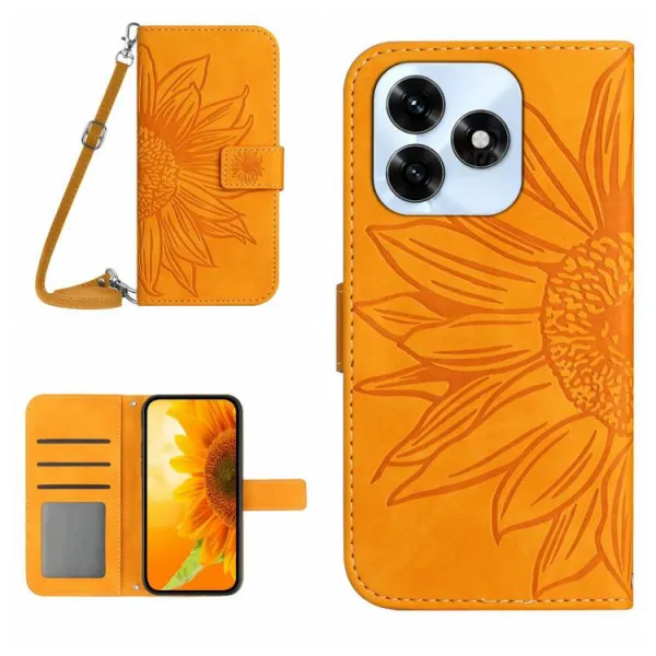 ART SUNFLOWER Peňaženkový kryt so šnúrkou pre Honor X5c Plus žltý