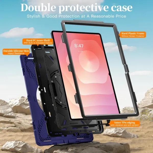 SOLID Odolný obal pre Samsung Galaxy Tab S11 Ultra tmavomodrý