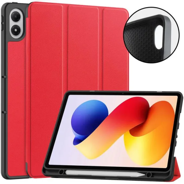 LEATHER Zaklápací kryt pre Xiaomi Redmi Pad 2 Pro červený