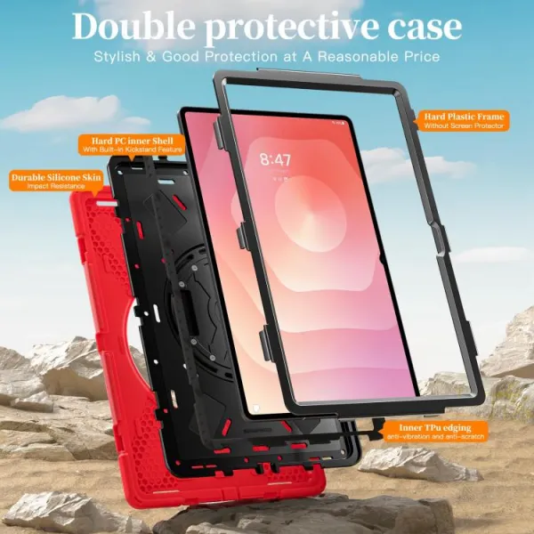 SOLID Odolný obal pre Samsung Galaxy Tab S11 Ultra červený