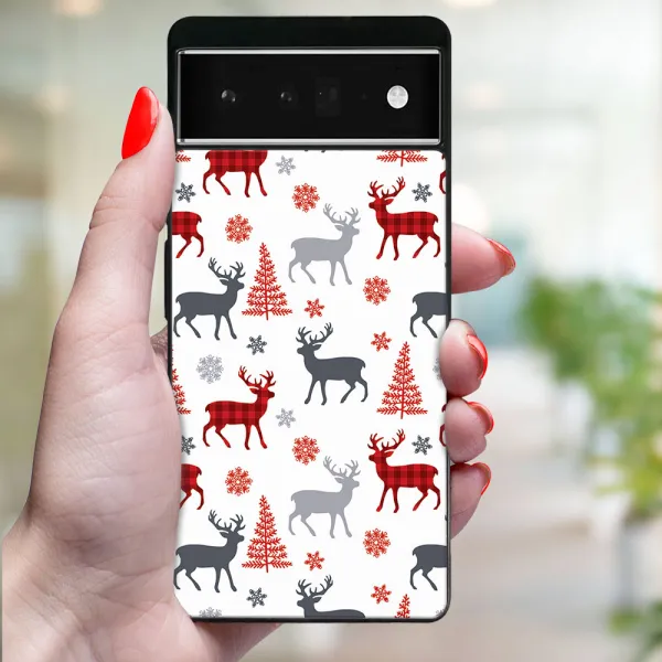 MY ART Kryt s vianočným dizajnom Google Pixel 6a DEER (068)