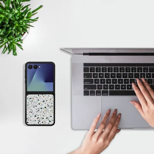 MY ART Ochranný kryt pre Samsung Galaxy Z Flip7 5G GREY TERRAZZO (163)