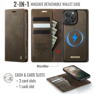 CASEME C49 Peňaženkové puzdro a zadný kryt 2v1 Apple iPhone 16 Pro Max hnedý