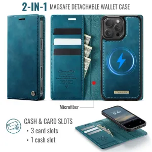 CASEME C49 Peňaženkové puzdro a zadný kryt 2v1 Apple iPhone 16 Pro Max modrý