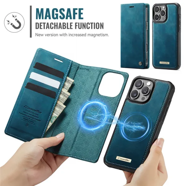 CASEME C49 Peňaženkové puzdro a zadný kryt 2v1 Apple iPhone 16 Pro Max modrý